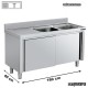 Fregadero inox 2 pozas con mueble 160x60cm