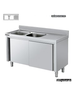 Fregadero inox 2 pozas con mueble 160x60cm 2
