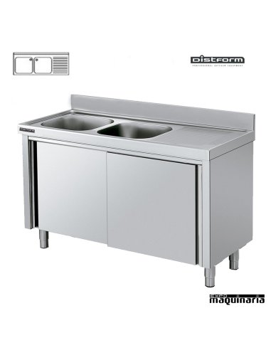 Fregadero inox 2 pozas con mueble derecha 160x60cm