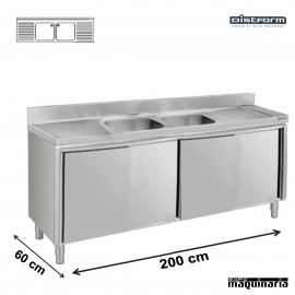 Fregadero INOX con mueble 200x60cm