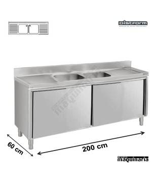 Fregadero acero inox. con bastidor Una Cubeta y escurridor Fondo 600