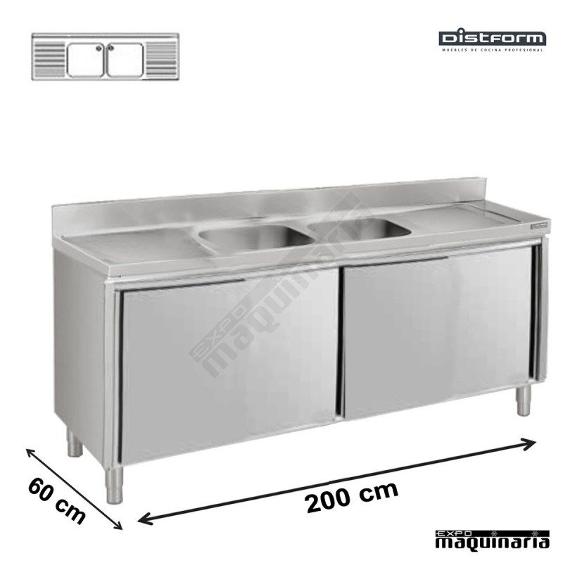 Fregadero acero inox. con bastidor Una Cubeta y escurridor Fondo 600