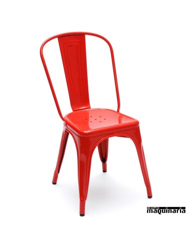 Silla hostelería hierro APILABLE roja (replica Tolix) AGANTIK5816R