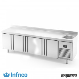 Mesa refrigerada con fregadero (245.2 x 60 cm) BMPPF 2500 II