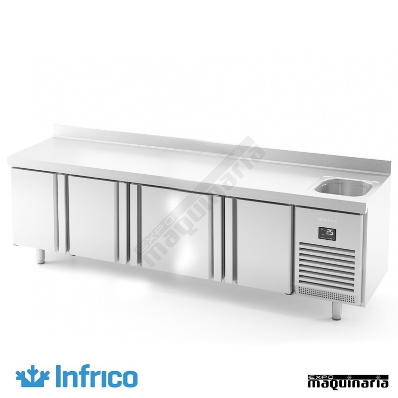 Mesa refrigerada con fregadero (245.2 x 60 cm) BMPPF 2500 II