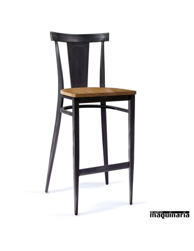 Taburete para bar asiento madera maziza IM185-MM envejecida
