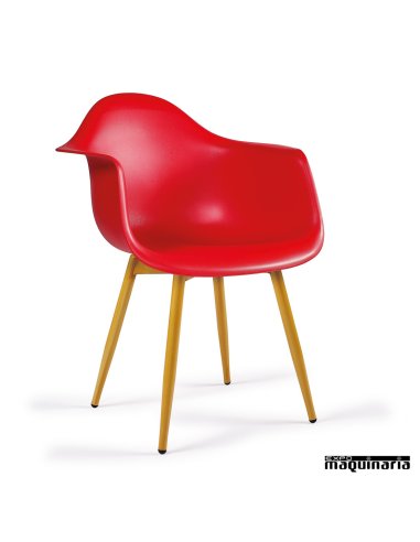 Sillon diseño estilo nordico IM289 hosteleria rojo madera