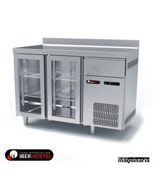 Mesa refrigerada alta 2 puertas cristal IBER-FM150C-R