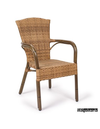 Sillon rattan y aluminio IM8036 avellana nogal