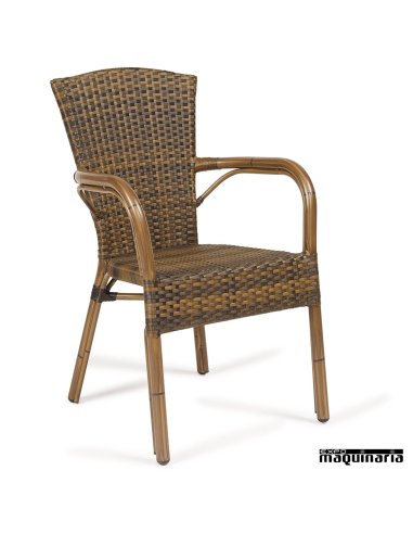 Sillon rattan y aluminio IM8036 cafe nogal