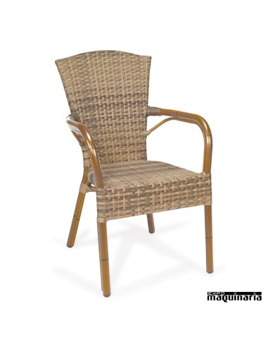 Sillon rattan y aluminio IM8036 moka nogal