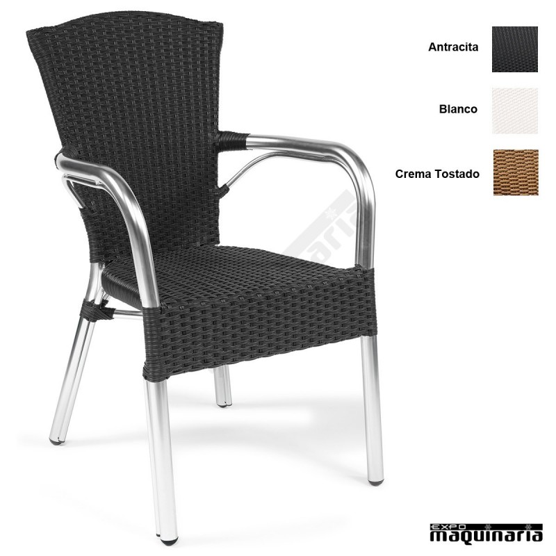 Sillon rattan brazos en aluminio IM8036