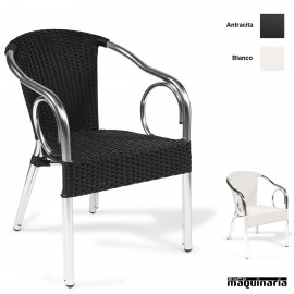 Sillon rattan brazos circulares de aluminio IM2060