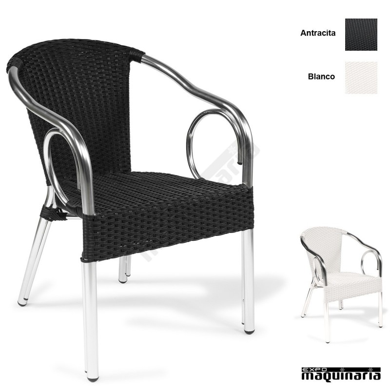 Sillon rattan brazos circulares de aluminio IM2060