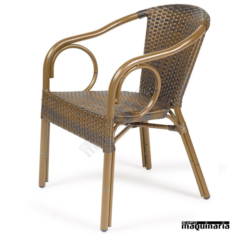 Sillon rattan cafe tonos madera IM2060
