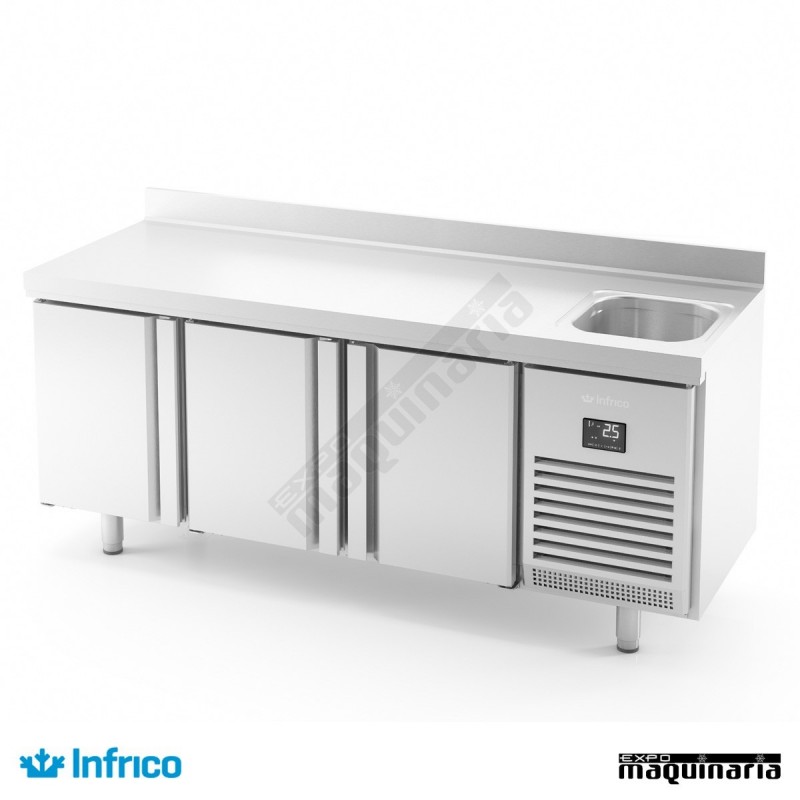 Mesa refrigerada con fregadero (196 x 70 cm) BMGN 1960 F