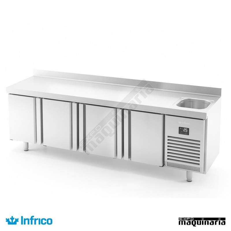 Mesa refrigerada con fregadero (245,2 x 70 cm) BMGN 2450 F