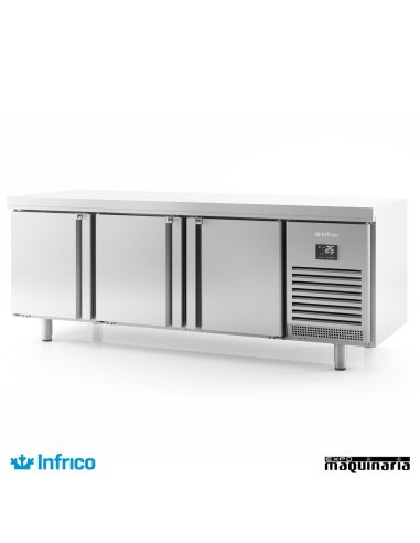 Mesa refrigerada pasteleria Central (218,5 x 80 cm) MR2190PDC puertas abiertas