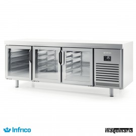 Mesa refrigerada pasteleria Central-cristal (218,5x80 cm) MR2190PDCR