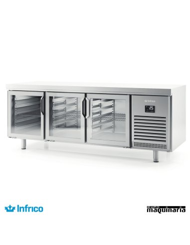 Mesa refrigerada pasteleria Central-cristal (218,5x80 cm) MR2190PDCR