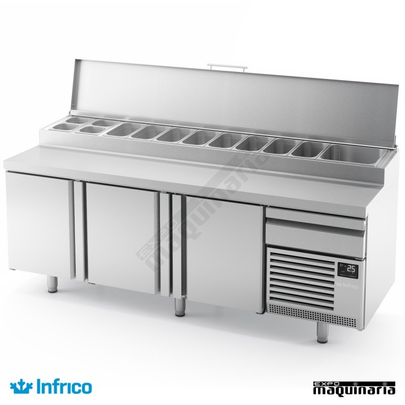 Mesa refrigerada para pizzas "LUCENA" (226 x 80 cm) 