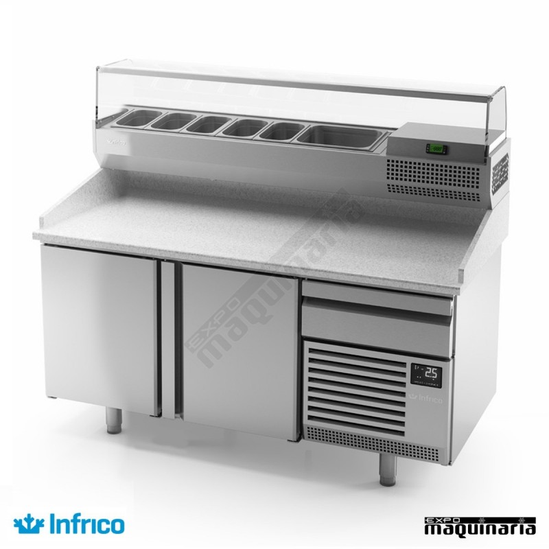 Mesa refrigerada para pizzas (173,8 x 80 cm)