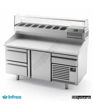 Mesa refrigerada para pizzas (173,8 x 80 cm) cajones