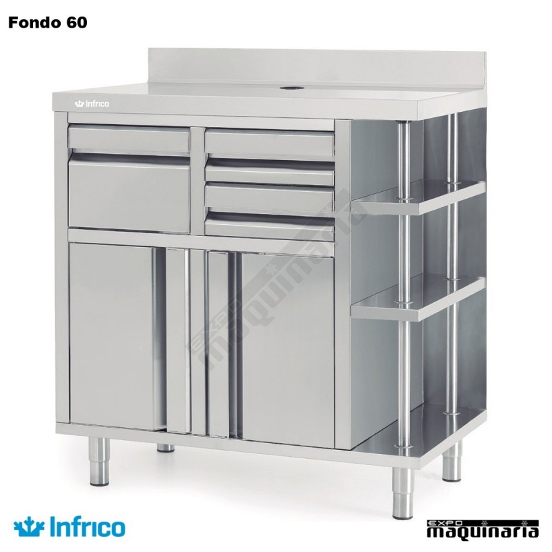 Mueble para cafetera en Acero Inoxidable - Infrico MCAF 1000CI