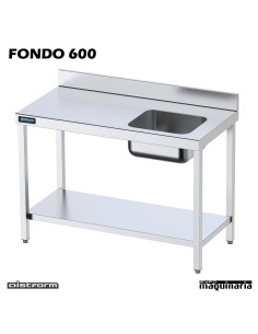 Mesa Inox. Chef cubeta derecha con estante fondo 600 2