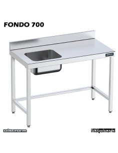 Mesa Inox. Chef  cubeta izquierda sin estante fondo 700 2