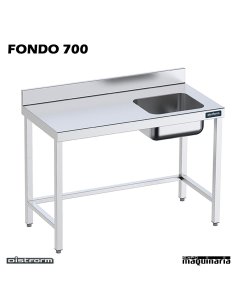 Mesa Inox. Chef cubeta derecha sin estante fondo 700 2
