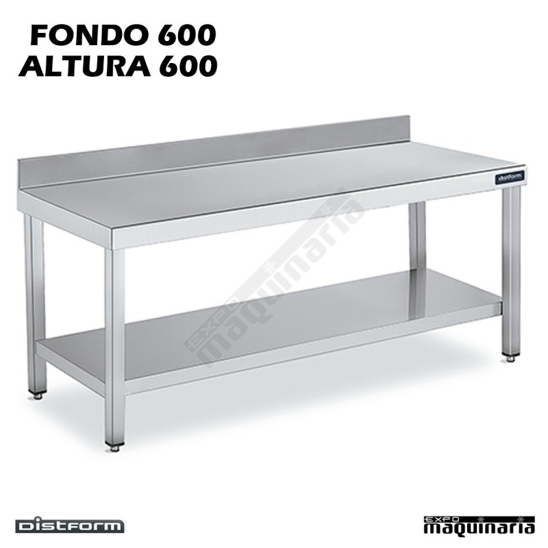 Mesa Acero Inoxidable Altura 600 Mural Ancho 600