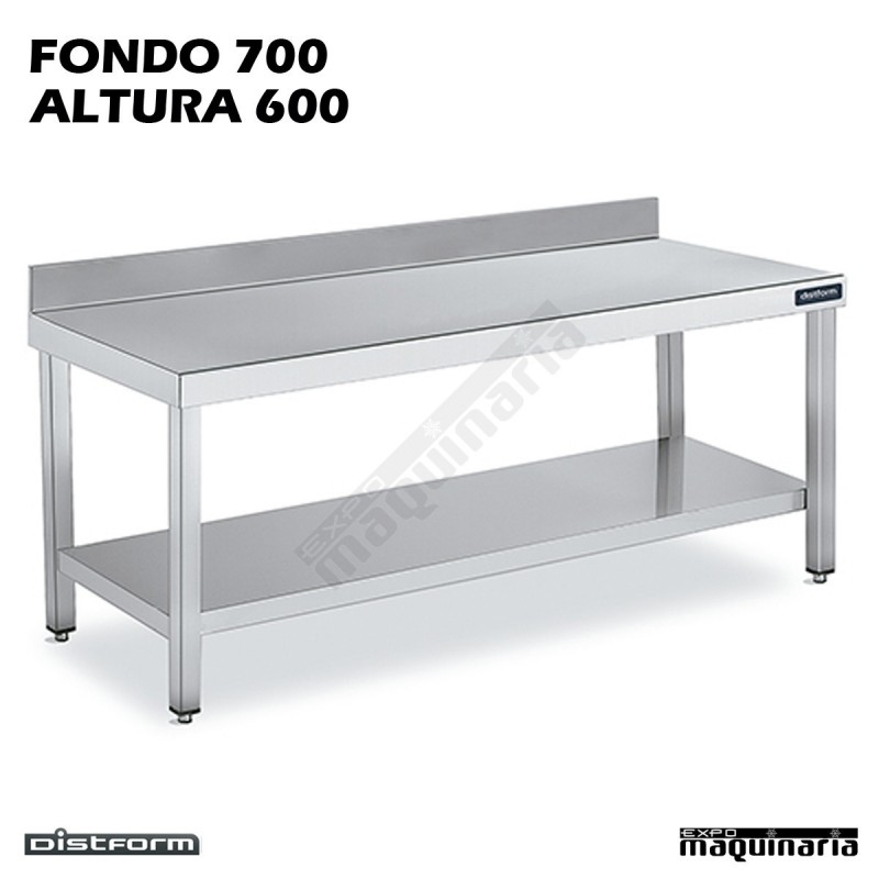 Mesa Acero Inoxidable Altura 600 Mural Ancho 700