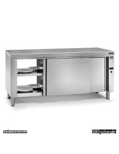 Mesa caliente abierta central inox fondo 600