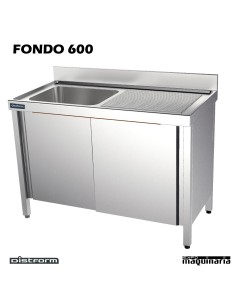 Fregadero  acero inox. con bastidor Una Cubeta y escurridor Fondo 600 2
