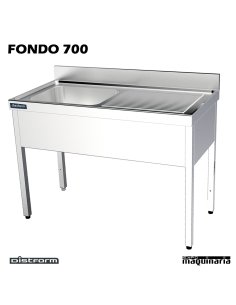 Fregadero  acero inox. con bastidor Una Cubeta y escurridor Fondo 700 2