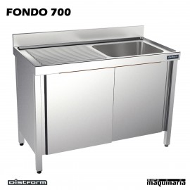 Fregadero inox. con mueble, puertas, 1 cubeta y escurridor 100x70