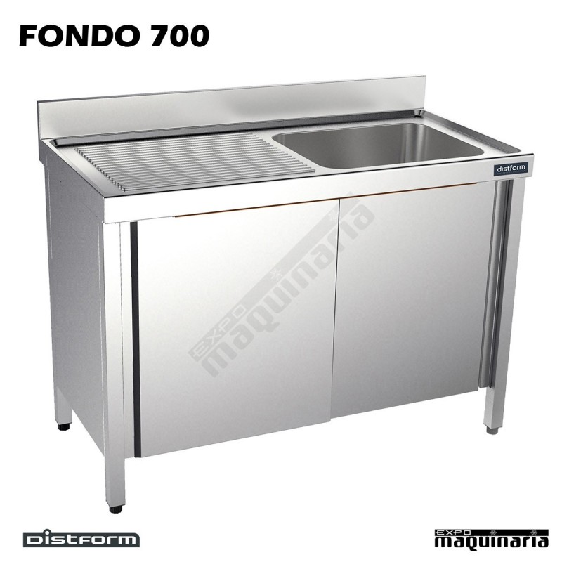 Fregadero acero inox. medidas con bastidor Una Cubeta y escurridor Fondo 600