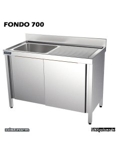 Fregadero  acero inox. medidas con bastidor Una Cubeta y escurridor Fondo 600 2