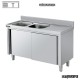 Fregadero inox mueble de puertas, 2 cubetas y escurridor