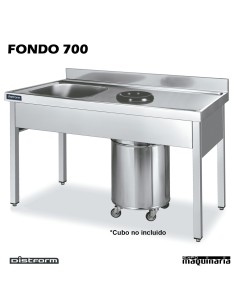 Fregadero mural acero inox. con cubeta y aro de desbarazado TFAD147D 2