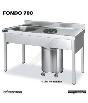 Fregadero mural acero inox. con cubeta y aro de desbarazado TFAD147D