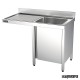 Fregadero industrial inox. mueble, hueco lavavajillas izquierda Fondo 550