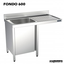 Fregadero industrial inox. mueble, hueco lavavajillas Fondo 600