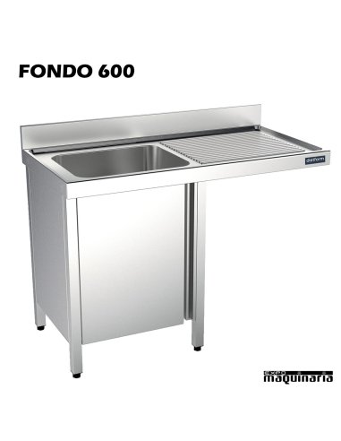 Fregadero industrial inox. mueble, hueco lavavajillas Fondo 600