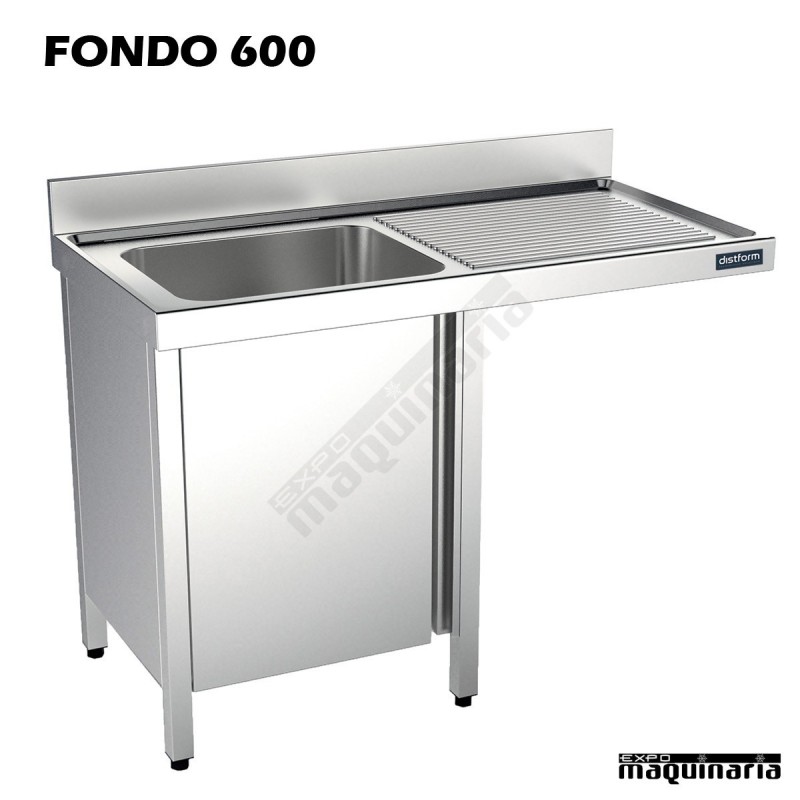 Fregadero industrial inox. mueble, hueco lavavajillas Fondo 600