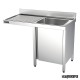 Fregadero industrial inox. mueble, hueco lavavajillas izquierda Fondo 600