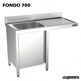 Fregadero industrial inox. mueble, hueco lavavajillas Fondo 700