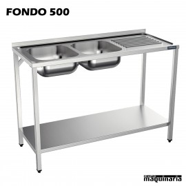 Fregadero inox., bastidor, 2 Cubeta, estante y escurridor