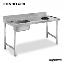 Mesa con Fregadero inox, bastidor, aro de desbarazado y escurridor, sin espacio de lavavajillas